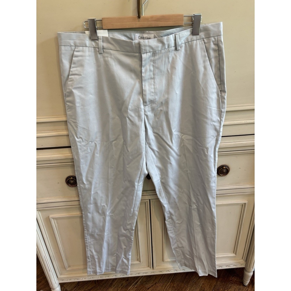Calvin Klein Slim Fit Gray Chino Pants 36x30 NWT Cotton Soft‎ Stretch Work Pants